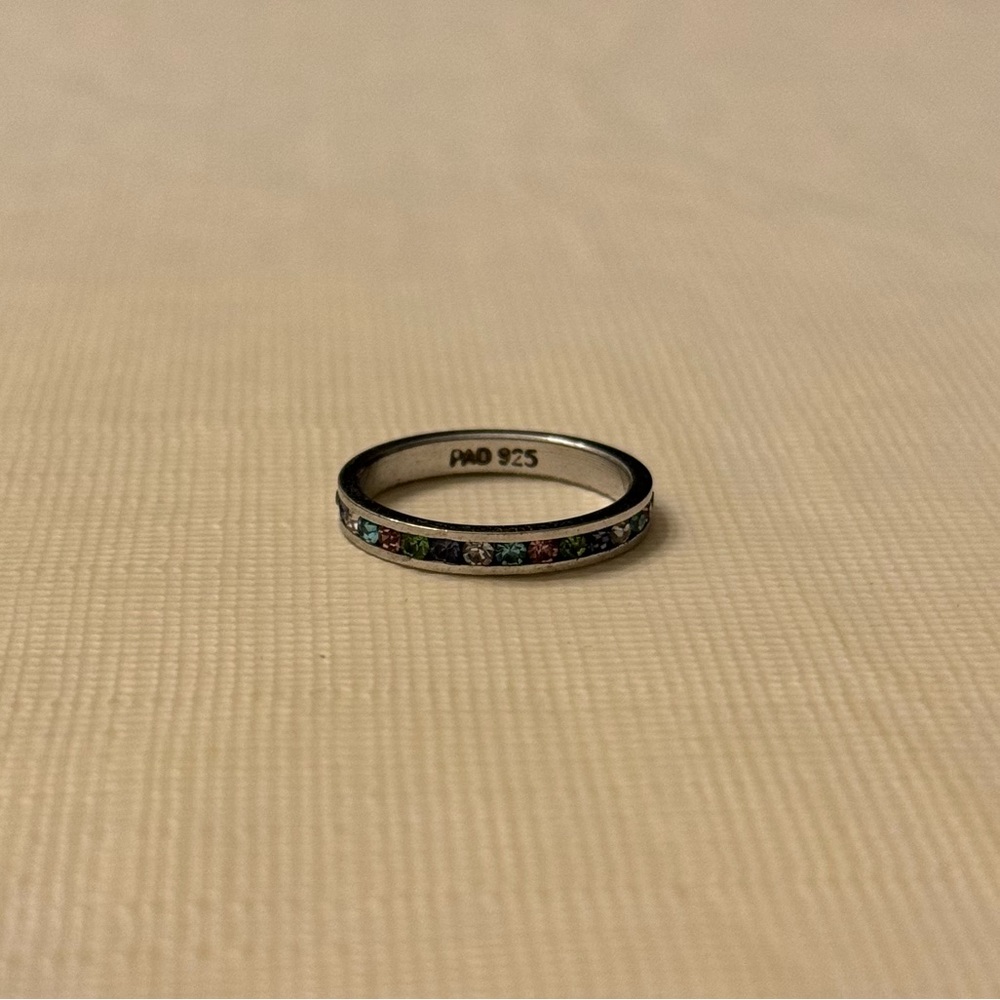 Sterling Silver Multicolored Band Ring - image 1